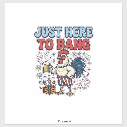 面白い愛国的な雄鶏 花火 ビール Tシャツ デザイン シール (シート)
