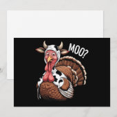 面白い感謝祭の牛の鳴き声をするトルコ シーズンカード (正面/裏面)