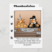 面白い感謝祭ユーモアのディナー招待状 招待状 (正面/裏面)