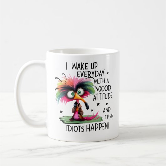 面白い態度の鳥のグラフィックTシャツ コーヒーマグカップ (左)