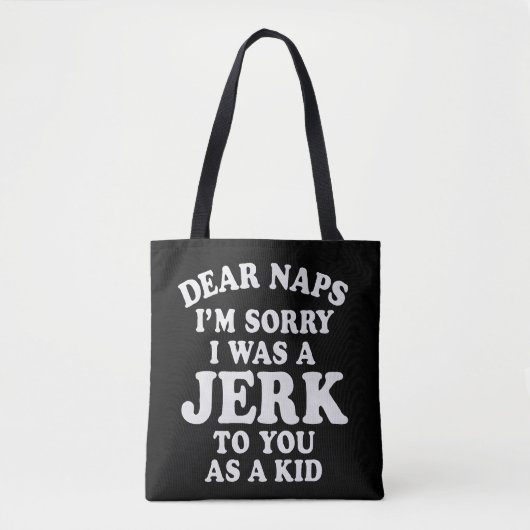 面白い懐かしい"Dear Naps" 謝罪テキストデザイン トートバッグ (正面)