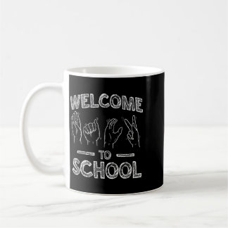 面白い手話の学校歓迎サイン コーヒーマグカップ