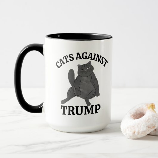 面白い政治的猫フェミニスト反トランプ抵抗 マグカップ (ドーナツ付き)