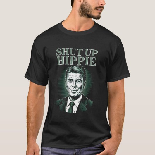 面白い政治 - 黙れヒッピー Tシャツ (正面)