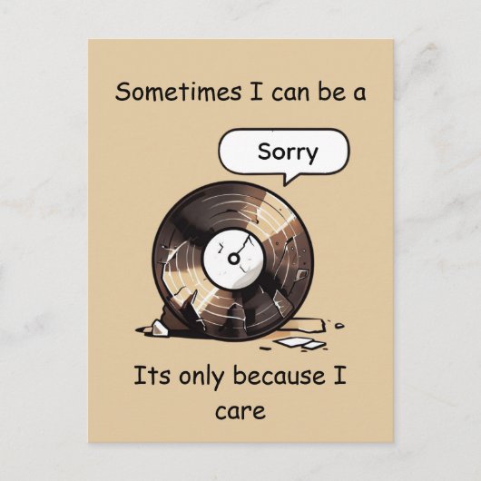面白い故障レコード 気にかけているからこそ Sorry アート ポストカード (正面)
