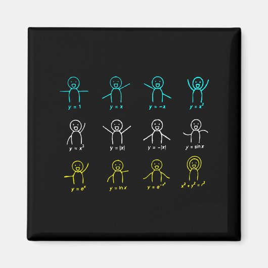 面白い数学の方程式の人物 代数ダンス マグネット (正面)