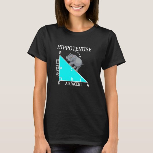 面白い数学 ヒッポポタマス 斜辺 Tシャツ (正面)