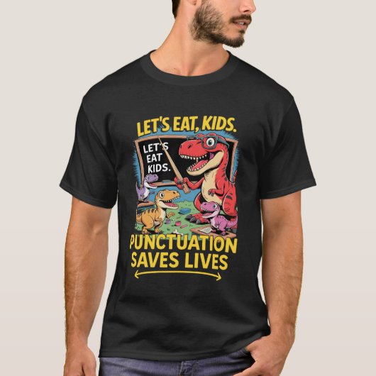 面白い文法教師生徒学校恐竜レツ Tシャツ (正面)