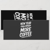 面白い新年のさらなるコーヒー 皮肉な決意表明 招待状 (正面/裏面)
