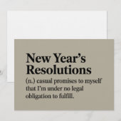 面白い新年の抱負 皮肉な新年 招待状 (正面/裏面)