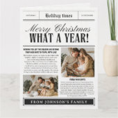 面白い新聞のクリスマスカード 何て一年 カード (正面)