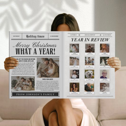 面白い新聞のクリスマスカード 何て一年 カード