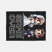 面白い新郎新婦 ウェディング バチェラーパーティー レトロ ピクセルアート フリースブランケット (正面(横))