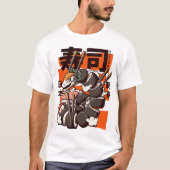 面白い日本の寿司ドラゴンロール Tシャツ (正面)