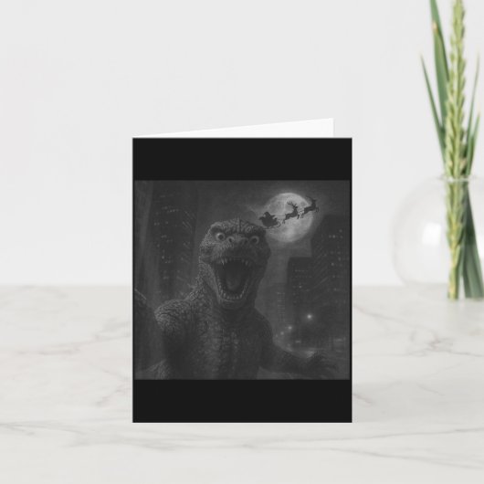 面白い日本の怪獣セルフィーサンタクリスマス男性用ボア カード (正面)