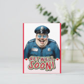 面白い早く治してね警察官 ポストカード (スタンド正面)