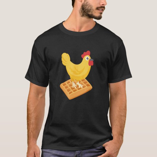 面白い朝食のチキンとワッフル Tシャツ (正面)