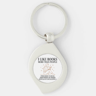 面白い本好き I Like Books More Than People キーホルダー