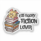 面白い本+猫好きの引用 ねこテゴリー フィクション好き シール (正面)