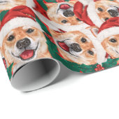 面白い柴犬のクリスマスパターン ラッピングペーパー (ロールコーナー)