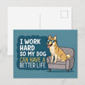 面白い柴犬の名言ソファのイラスト ポストカード (正面/裏面)