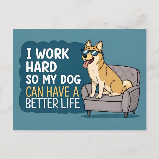 面白い柴犬の名言ソファのイラスト ポストカード (正面)