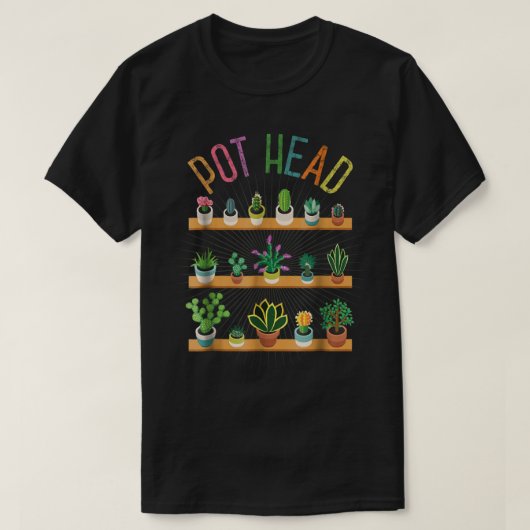 面白い植木鉢の植物愛好家 Tシャツ (デザイン正面)