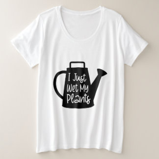 面白い植物のユーモア 私の植物を濡らして プラスサイズTシャツ