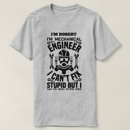 面白い機械エンジニアの名言 Tシャツ (デザイン正面)