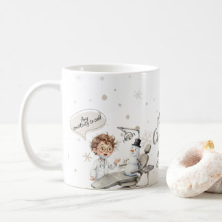 面白い歯医者の雪だるまクリスマスマグカップ コーヒーマグカップ