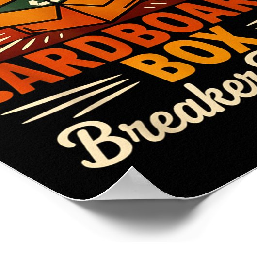 面白い段ボール箱 壊す人 嫌な感じの皮肉屋 レトロ ポスター (角)