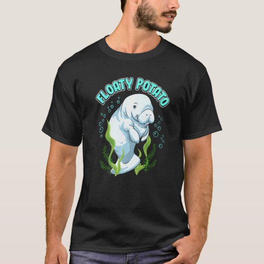 面白い浮きポテトマナティ可愛い海牛ジュゴン Tシャツ (正面)