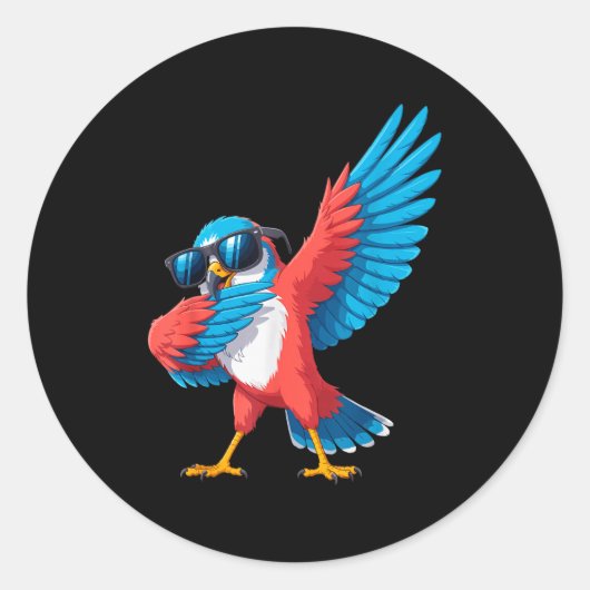 面白い海の鷹のダブポーズ 鳥 メンズ レディース キッズ ラウンドシール (正面)