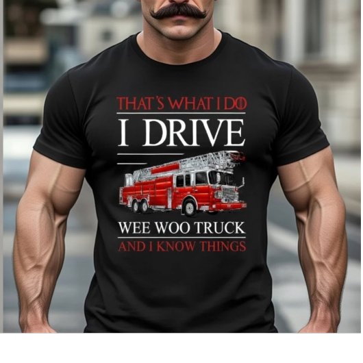 面白い消防士 ウィーウー トラックの運転手 Tシャツ