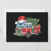 面白い消防車サンタ帽クリスマスツリーライト シーズンカード (正面)