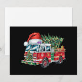 面白い消防車サンタ帽クリスマスツリーライト シーズンカード (正面/裏面)