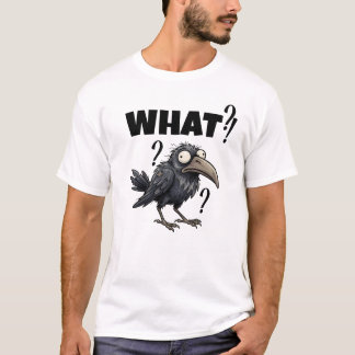 面白い混乱したカラスの「何？」Tシャツ Tシャツ