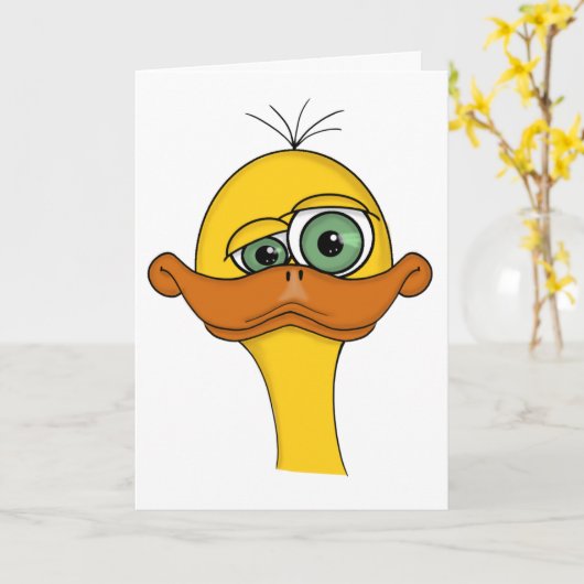 面白い漫画のあひる カード (黄色い花)