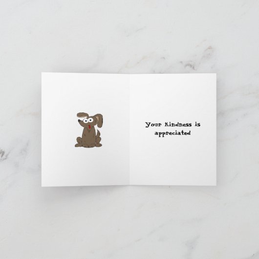 面白い漫画の犬 ありがとう サンキューカード (内部)