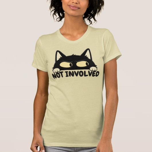 面白い無関係黒猫イラスト Tシャツ (正面)