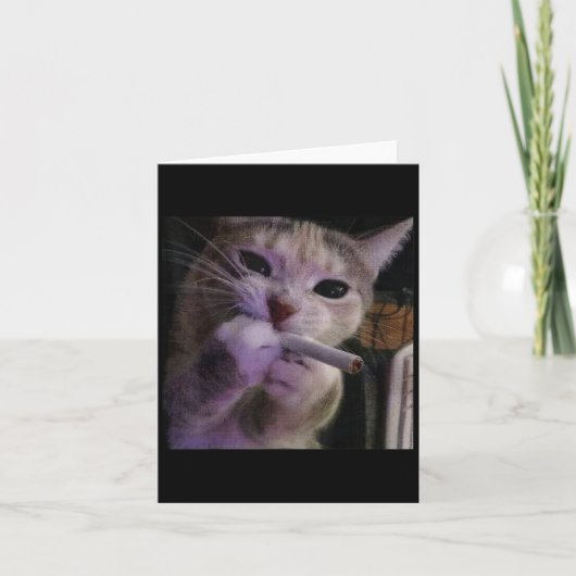 面白い煙草を吸う猫, 喫煙キティ, Gen Z ミーム, 猫 カード (正面)