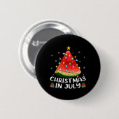 面白い照明スイカ クリスマスツリー 夏のクリスマス 缶バッジ (正面&裏面)