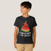 面白い照明スイカ クリスマスツリー 夏のクリスマス Tシャツ (正面フル)