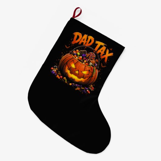 面白い父税ハロウィンパンプキン ラージクリスマスストッキング (正面 (吊り時))