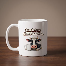 面白い牛のデザイン 「しばらく休ませて」 コーヒーマグカップ