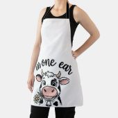 面白い牛のデザイン: 片耳と乳房が出てるTシャツ_1 エプロン (インサイチュ)