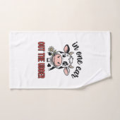 面白い牛のデザイン: 片耳と乳房が出てるTシャツ_1 ハンドタオル (ハンドタオル)