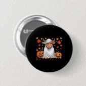 面白い牛の幽霊の怖いカボチャ こんにちは秋 ハロウィン 缶バッジ (正面&裏面)
