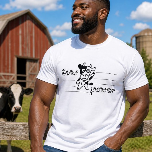 面白い牛パワー Tシャツ