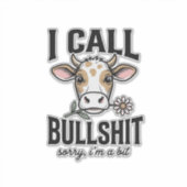 面白い牛私はビンテージTシャツデザイン_1 シール (正面)